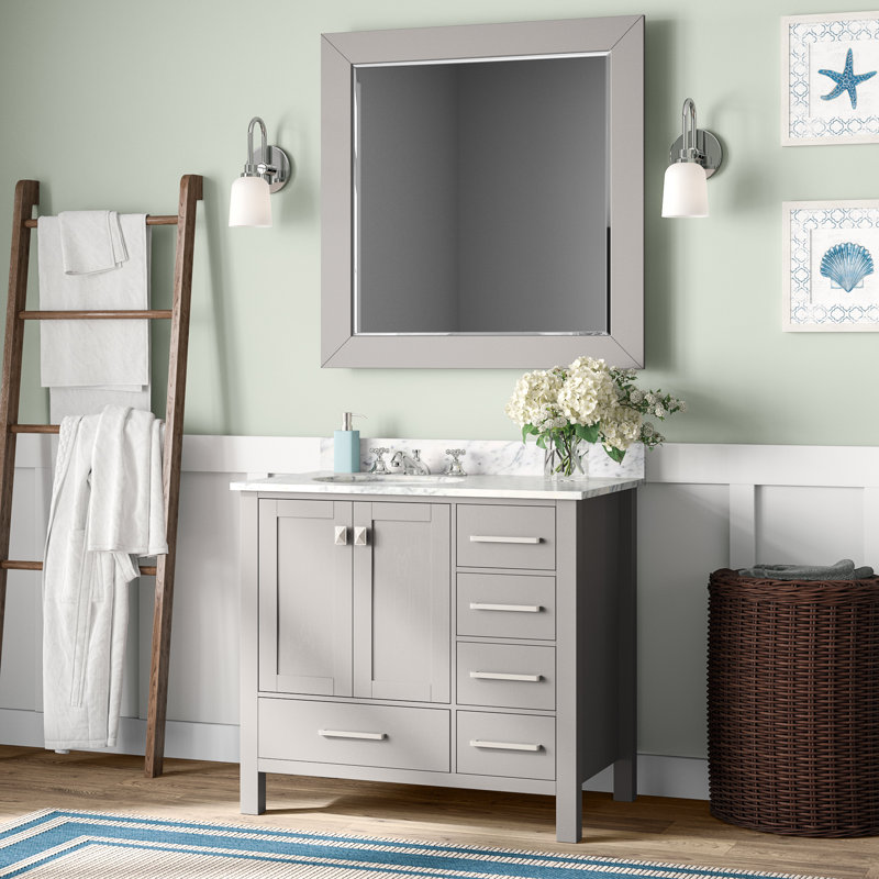 Beachcrest Home Newtown 36" Single Bathroom Vanity Set with Mirror